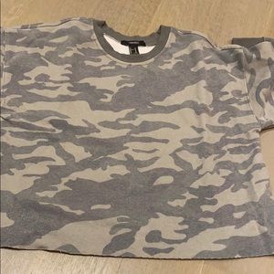grey camo cropped crewneck
